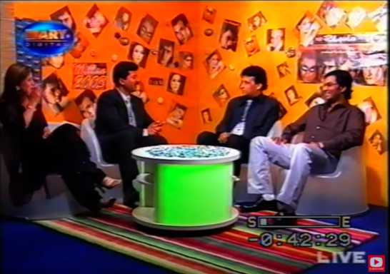 Farhan Aslam hosting comedy legend Umer Sharif and singer Sajjad Ali at ARY TV London.