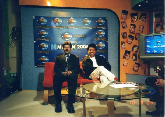Farhan Aslam with film director Syed Noor at ARY Television London Studio.