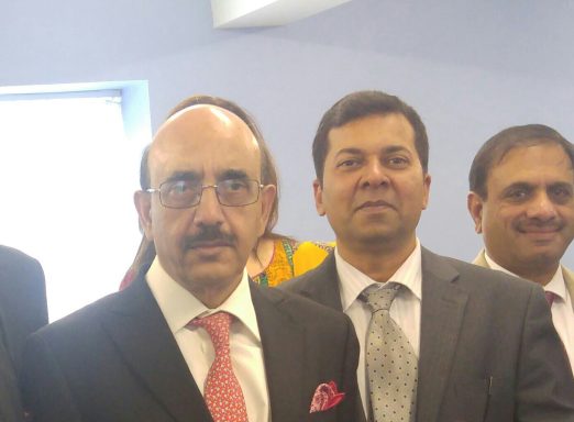 Managing Director Farhan Aslam with AJK President Sardar Masood Khan at DM Television.