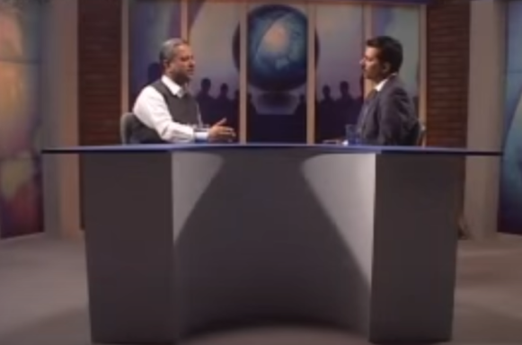 Farhan Aslam, Director News at Channel 5, interviewing PM Attique Ahmed Khan.